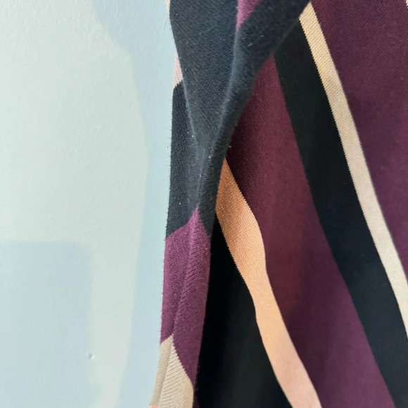 Allison Daley Sparkly Pink and Burgundy Wide Striped 3/4 Sleeve Sweater - Picture 17 of 17